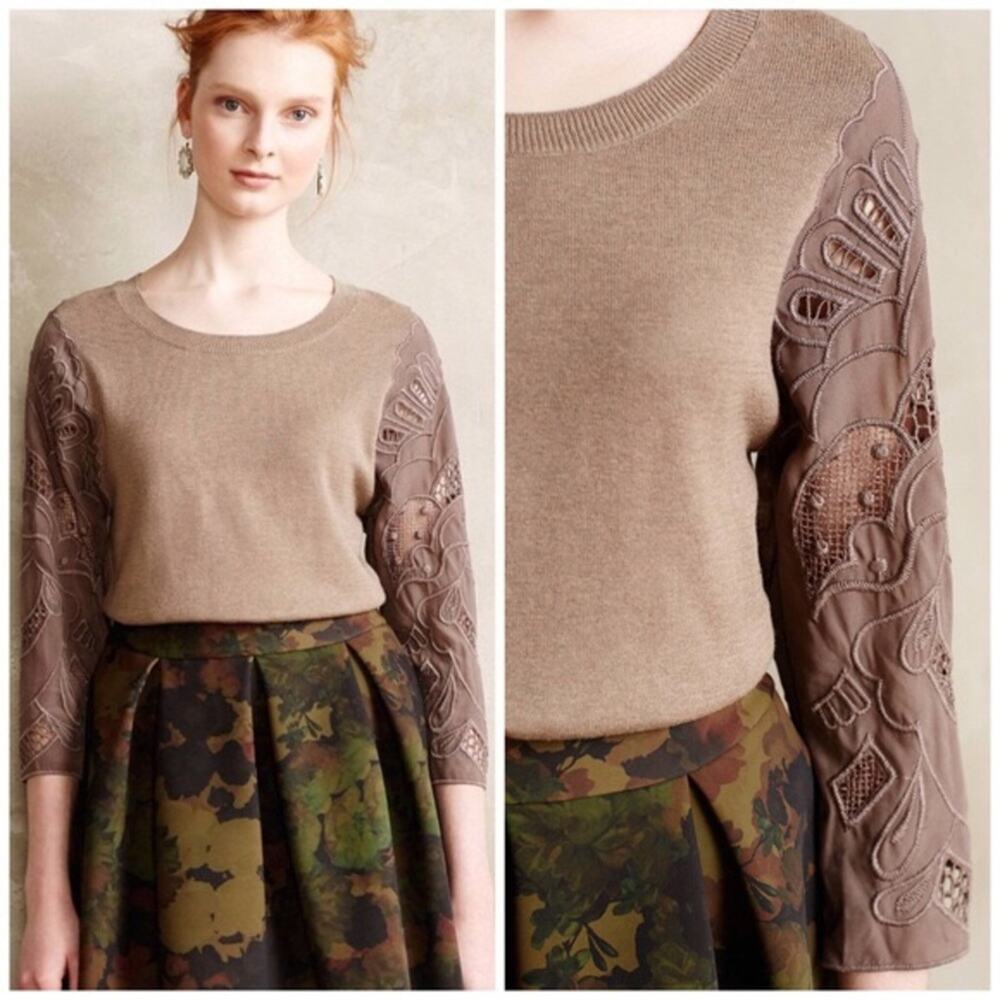 Anthropologie Didi Pullover Sweater Tan Small S SM